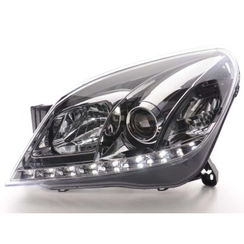 Φανάρια εμπρός led για Opel Astra H (2004-2009) - chrome , με λάμπες (Η1) - σετ 2τμχ.