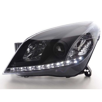 Φανάρια εμπρός led για Opel Astra H (2004-2009) - μαύρα , με λάμπες (Η1) - σετ 2τμχ.