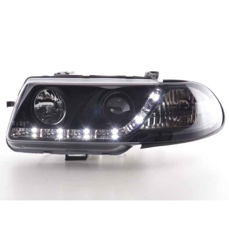 Φανάρια εμπρός led για Opel Astra F (1991-1994) - μαύρα , με λάμπες (Η1) - σετ 2τμχ.