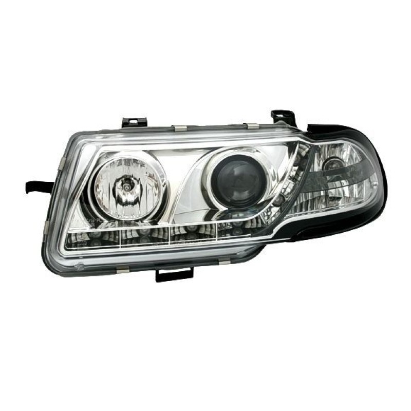 Φανάρια εμπρός led για Opel Astra F (1991-1994) - chrome , με λάμπες (Η1) - σετ 2τμχ.