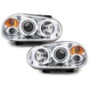 Φανάρια εμπρός angel eyes για Vw Golf IV - chrome , με λάμπες (Η1) - σετ 2τμχ.