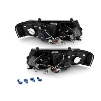 Φανάρια εμπρός angel eyes για Vw Passat 3Β/B5 (1997-2000) - black  , με λάμπες (Η1) - σετ 2τμχ.