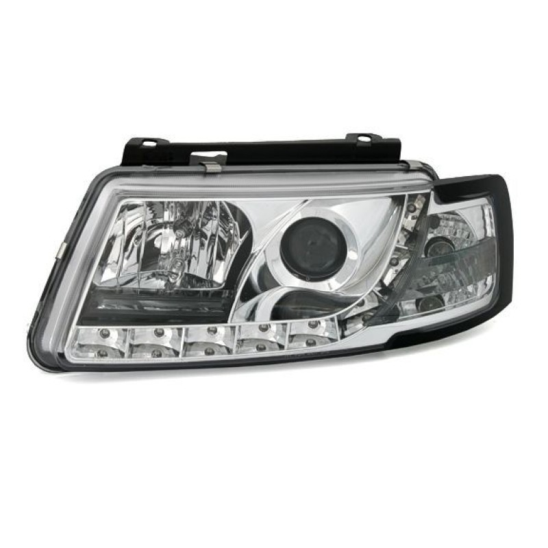 Φανάρια εμπρός led για Vw Passat 3Β/B5 (1997-2000) - chrome , με λάμπες (Η1) - σετ 2τμχ.