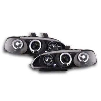 Φανάρια εμπρός angel eyes για Honda Civic sedan (1992-1995) - μαύρα , με λάμπες (Η1) - σετ 2τμχ.