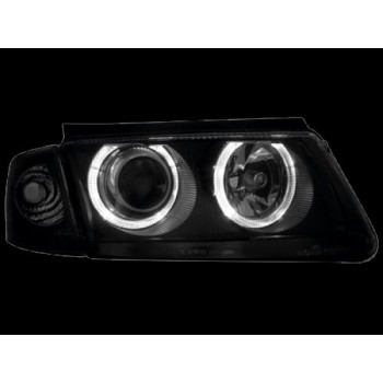 Φανάρια εμπρός angel eyes για Vw Passat 3Β/B5 (1997-2000) - μαύρα , χωρίς λάμπες (Η7) - σετ 2τμχ.