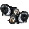 Φανάρια εμπρός led για Mercedes W211 E-Class (2002-2006) , μαύρα , με λάμπες (Η1) - σετ 2τμχ.