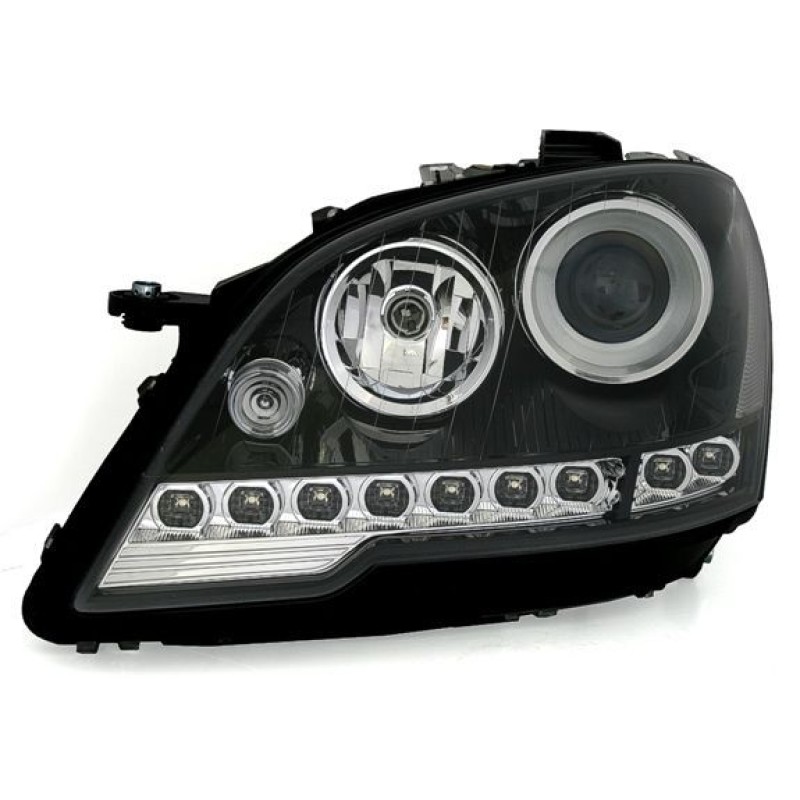 Φανάρια εμπρός led για Mercedes ML W164 (2008+) , μαύρα , χωρίς λάμπες (Η7) - σετ 2τμχ.