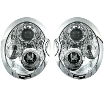 Φανάρια εμπρός angel eyes για Mini Cooper (2002-2004) - chrome , με λάμπες (Η1) - σετ 2τμχ.