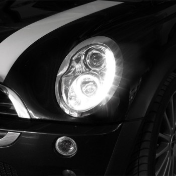 Φανάρια εμπρός led Dayline για Mini cooper (2002-2004) - chrome , με λάμπες (Η1) - σετ 2τμχ.