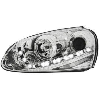 Φανάρια εμπρός led για εργοστασιακά xenon για Vw Golf 5 , chrome με λάμπες (D2S) - σετ 2τμχ.