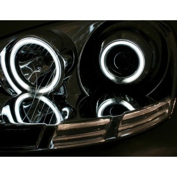 Φανάρια εμπρός angel eyes για VW Golf 5 - μαύρα με λάμπες (Η1) - σετ 2τμχ.