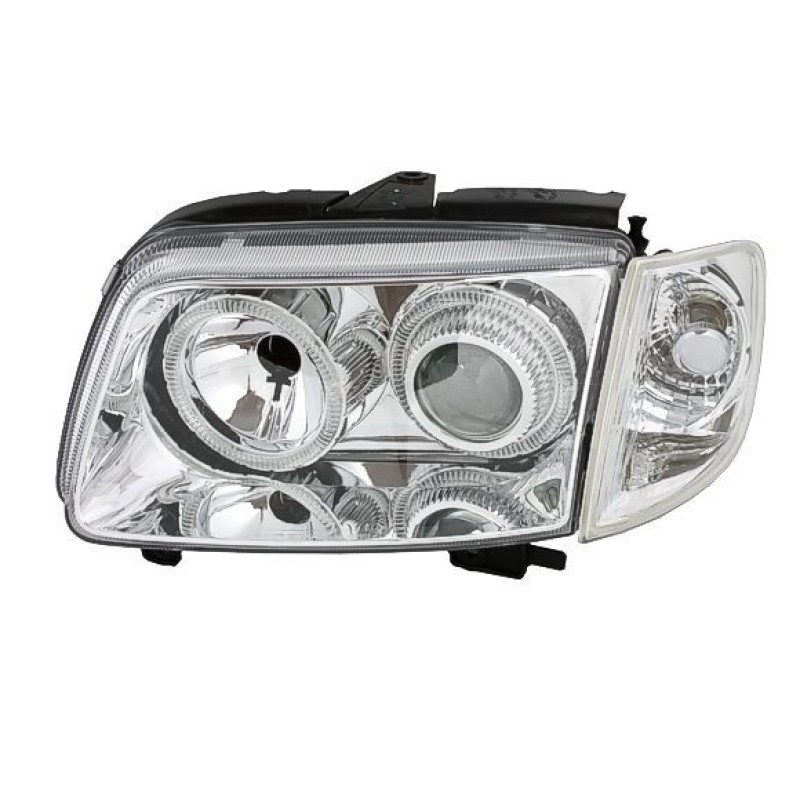 Φανάρια εμπρός angel eyes για Vw Polo 6N (1999-2001) - chrome , χωρίς λάμπες (Η7) - σετ 2τμχ.