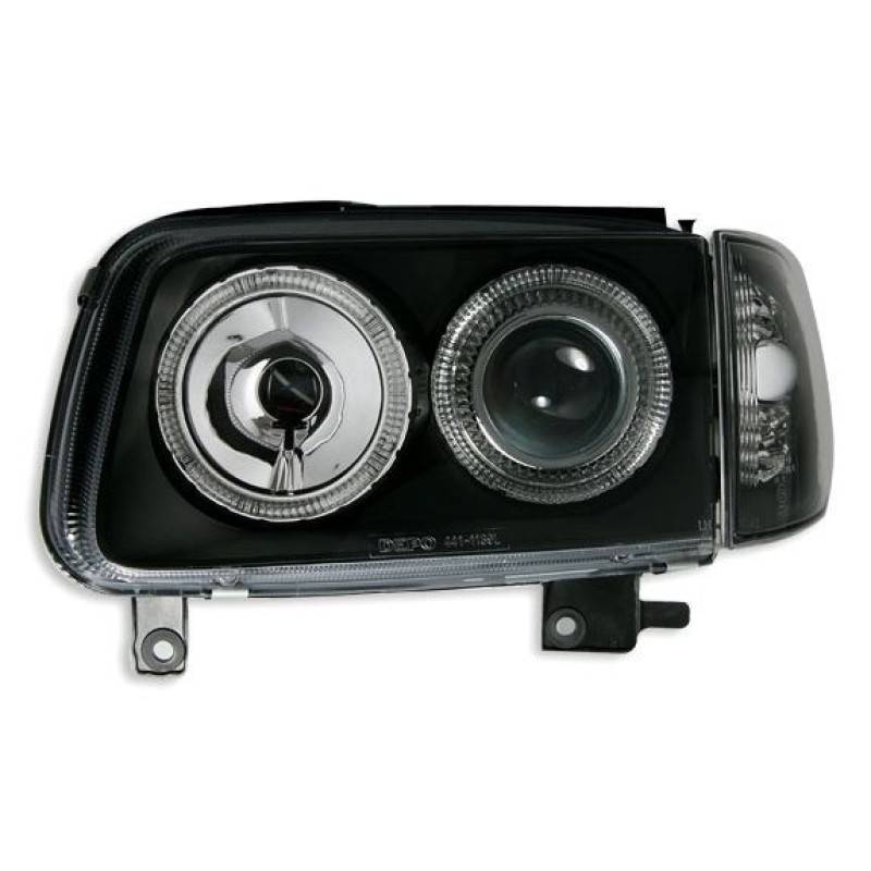 Φανάρια εμπρός angel eyes για Vw Polo 6N2 (1999-2001) - μαύρα , χωρίς λάμπες (Η7) - σετ 2τμχ.