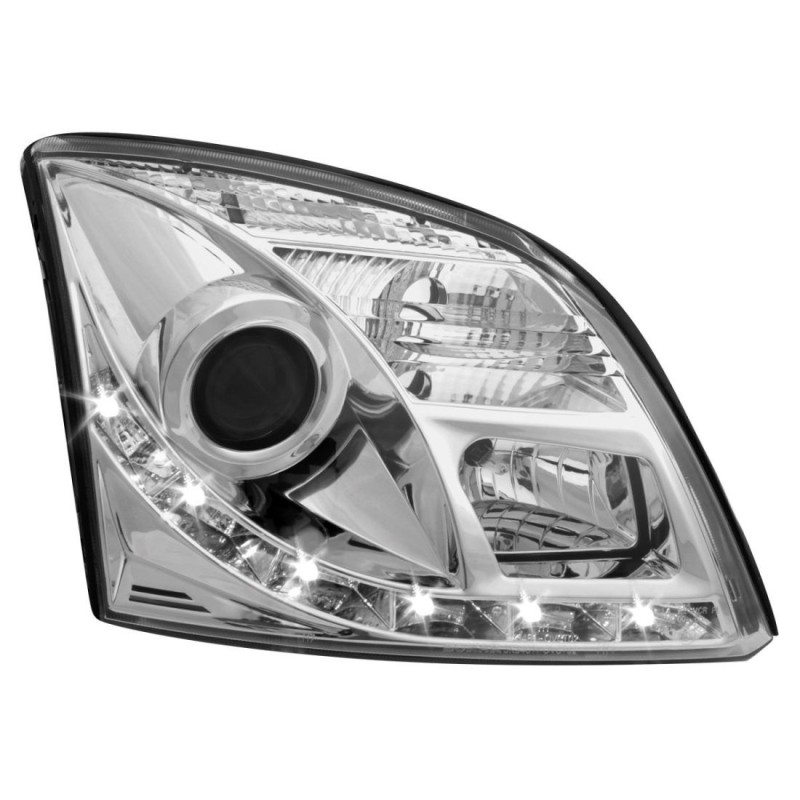 Φανάρια εμπρός led για Opel Vectra C (2002-2005) - chrome , με λάμπες (Η1) - σετ 2τμχ.