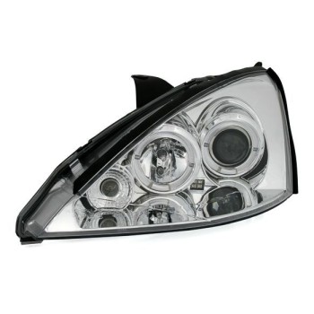 Φανάρια εμπρός angel eyes για Ford Focus (1998-2001) - chrome , με λάμπες (Η1) - σετ 2τμχ.