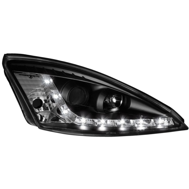 Φανάρια εμπρός led για Ford Focus (1998-2001) - black, με λάμπες (Η1) - σετ 2τμχ.