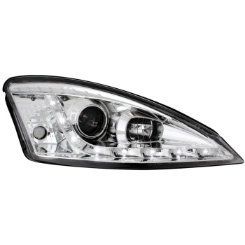 Φανάρια εμπρός Devil eyes led για Ford Focus (1998-2001) - chrome , με λάμπες (Η1) - σετ 2τμχ.