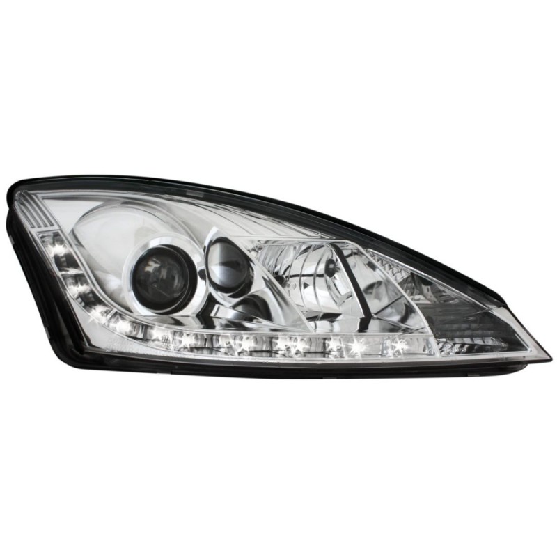 Φανάρια εμπρός Devil eyes led για Ford Focus (2001-2004) - chrome , με λάμπες (Η1) - σετ 2τμχ.