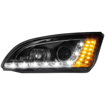 Φανάρια εμπρός Devil eyes led για Ford Focus (2005-2008) - μαύρα , με λάμπες (Η1) - σετ 2τμχ.