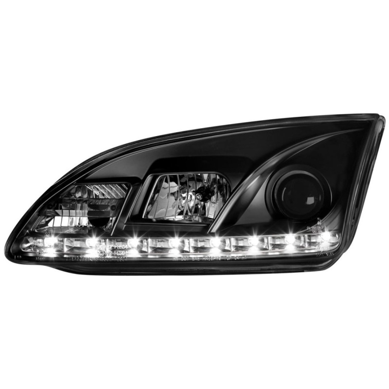 Φανάρια εμπρός Devil eyes led για Ford Focus (2005-2008) - black , με λάμπες (Η1) - σετ 2τμχ.