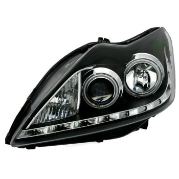 Φανάρια εμπρός για Ford Focus (2008-2011) - μαύρα , με λάμπες (Η1) - σετ 2τμχ.