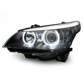 Φανάρια εμπρός angel eyes led για BMW E60 (2003-2007) - μαύρα , χωρίς λάμπες (Η7) - σετ 2τμχ.