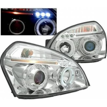 Φανάρια εμπρός angel eyes για Hyundai Tucson (2004+) - chrome , με λάμπες (Η1) - σετ 2τμχ.