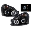 Φανάρια εμπρός angel eyes για Hyundai Tucson (2004+) - μαύρα , με λάμπες (Η1) - σετ 2τμχ.