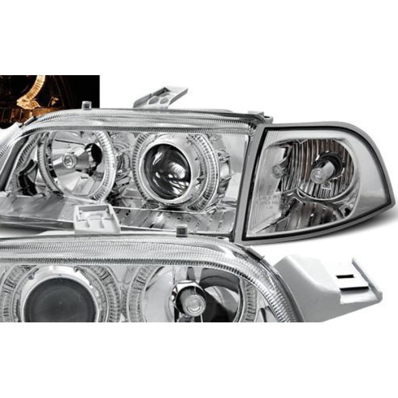 Φανάρια εμπρός angel eyes για Fiat Punto (1993-1999) - chrome , χωρίς λάμπες (Η7) - σετ 2τμχ.