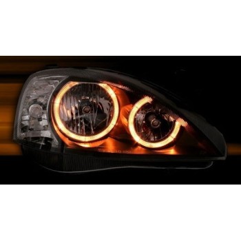 Φανάρια εμπρός angel eyes για Opel Corsa C(2001-2006) - μαύρα , χωρίς λάμπες (Η7) - σετ 2τμχ.