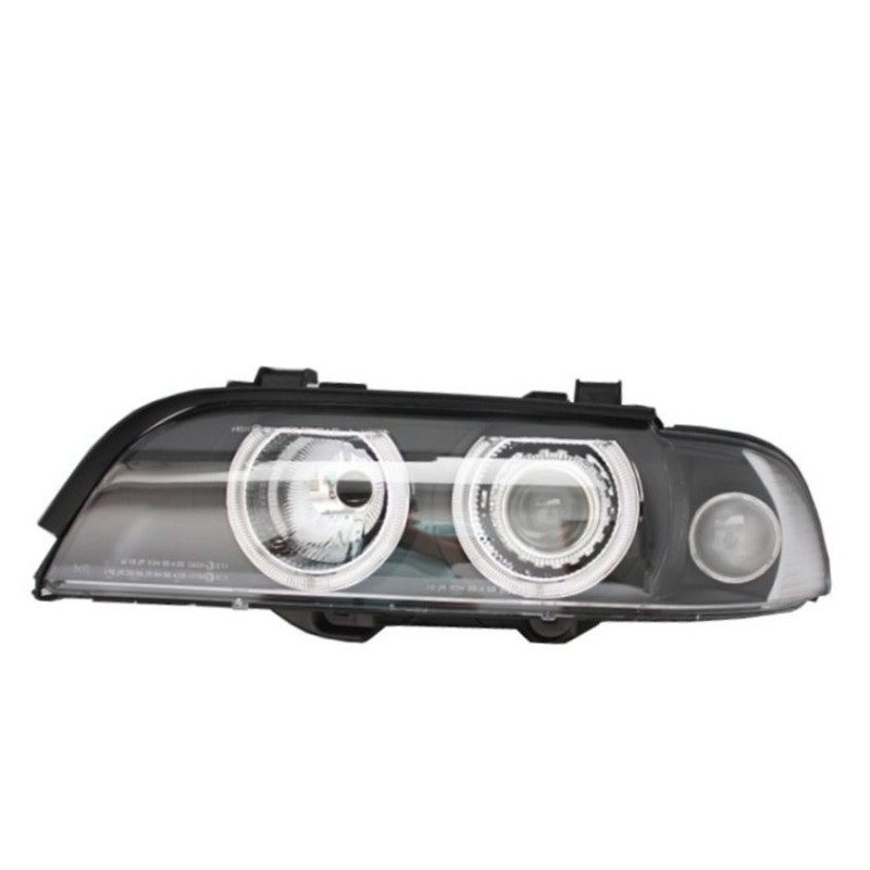 Φανάρια εμπρός angel eyes για BMW E39 (1995-2000) - μαύρα , χειρ.ρύθμιση , χωρίς λάμπες (Η7) - σετ 2τμχ.