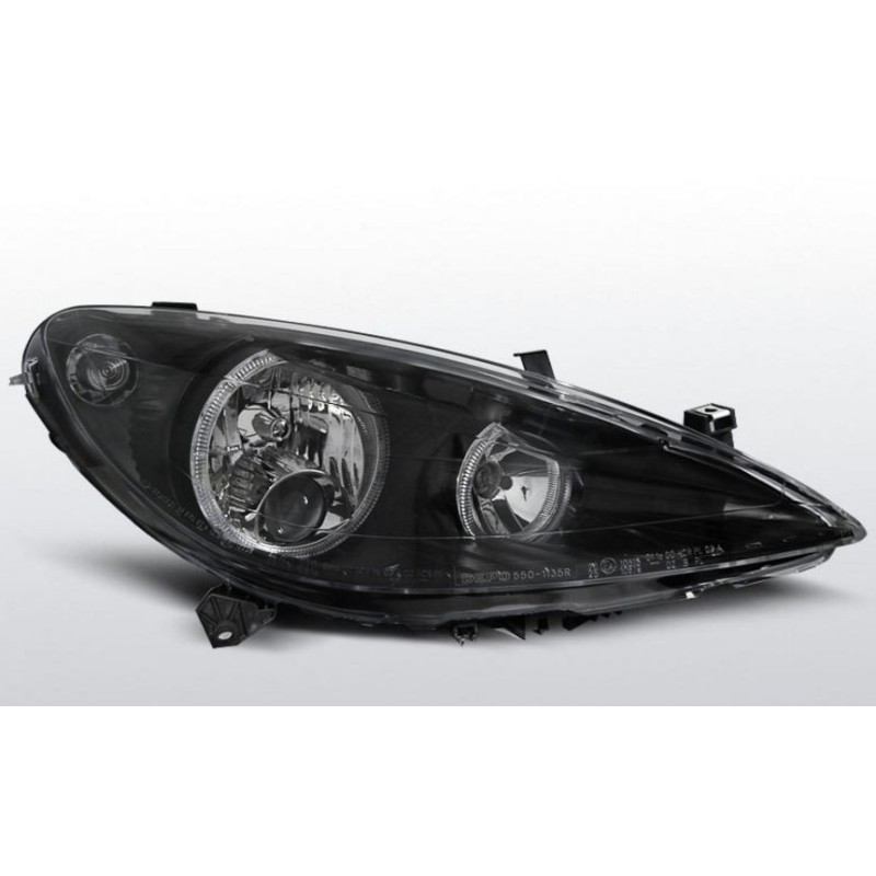 Φανάρια εμπρός angel eyes για Peugeot 307 (2001-2005) - μαύρα , χωρίς λάμπες (Η7) - σετ 2τμχ.