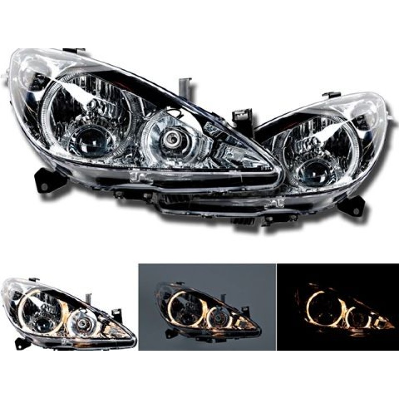 Φανάρια εμπρός angel eyes για Peugeot 307 (2001-2005), χωρίς λάμπες (Η7) - σετ 2τμχ.