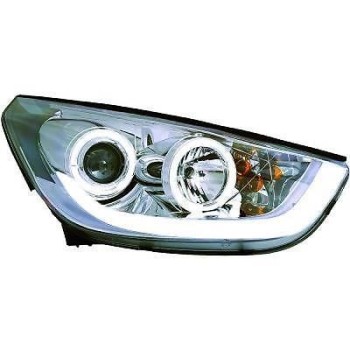 Φανάρια εμπρός angel eyes για Hyundai Tucson IX35 (2010+) - chrome , με λάμπες (Η1) - σετ 2τμχ.