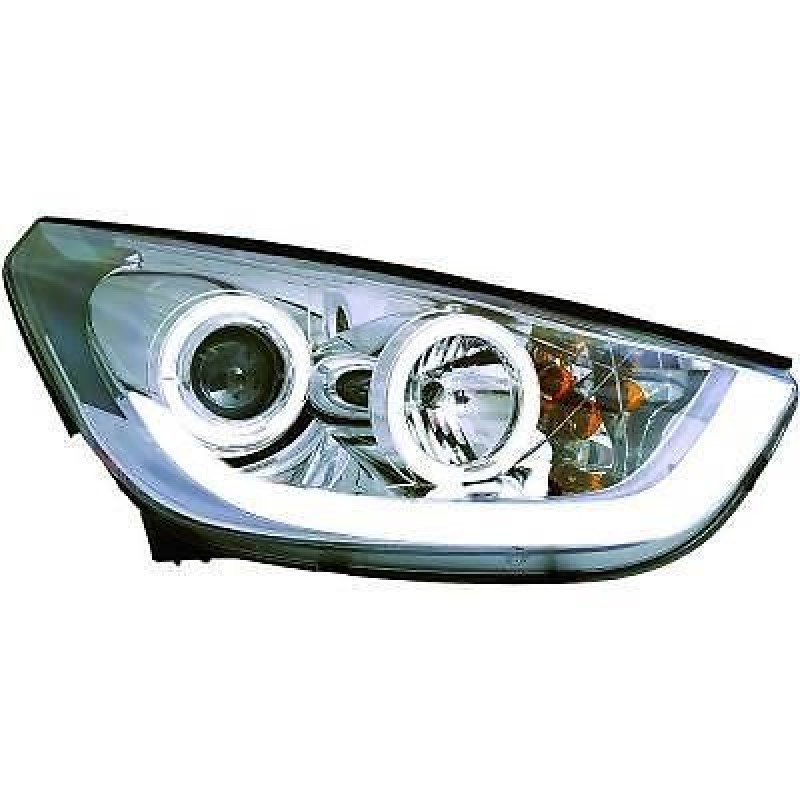 Φανάρια εμπρός angel eyes για Hyundai Tucson IX35 (2010+) - chrome , με λάμπες (Η1) - σετ 2τμχ.