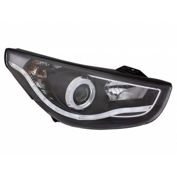 Φανάρια εμπρός led angel eyes για Hyundai Tucson (2011+) - μαύρα , με λάμπες (Η1) - σετ 2τμχ.