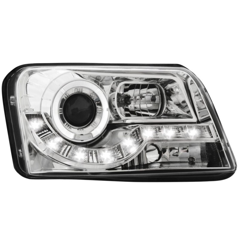 Φανάρια εμπρός led για Fiat Panda (2003-2009) - chrome , με λάμπες (Η1) - σετ 2τμχ.