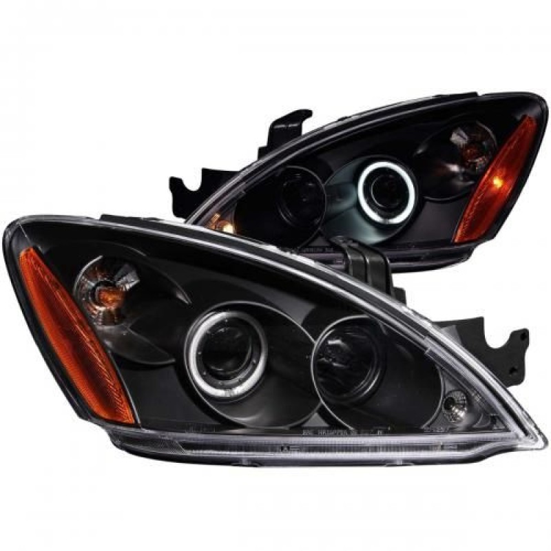 Φανάρια εμπρός angel eyes για Mitsubishi Lancer (2004-2007) - black , με λάμπες (Η1) - σετ 2τμχ.