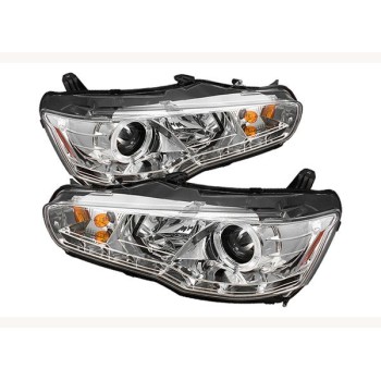 Φανάρια εμπρός led για Mitsubishi Lancer (2008-2011) - chrome , με λάμπες (Η1) - σετ 2τμχ.