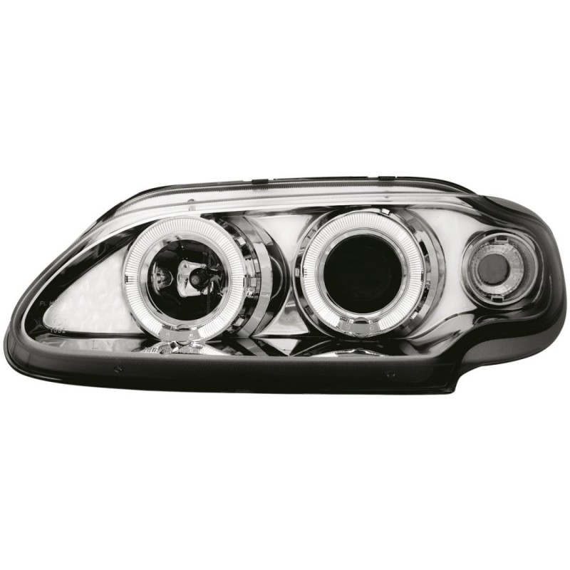 Φανάρια εμπρός angel eyes για Renault Megane / Renault Scenic 3/5 πορτο (1996-1999) - chrome , με λάμπες (Η1) - σετ 2τμχ.