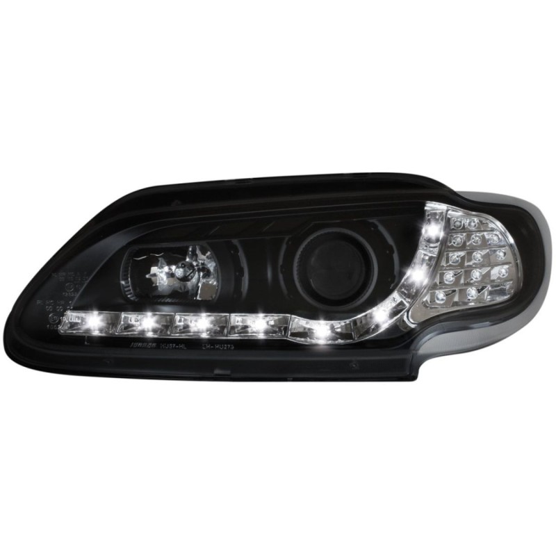 Φανάρια εμπρός led για Renault Megane 3 πορτο (1996-1999) - μαύρα , με λάμπες (Η1) - σετ 2τμχ.