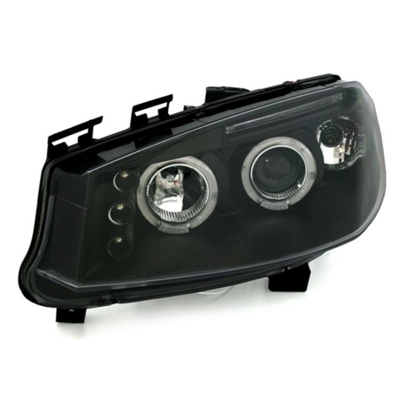 Φανάρια εμπρός angel eyes για Renault Megane (2002-2005) , black , με λάμπες (Η1) - σετ 2τμχ.