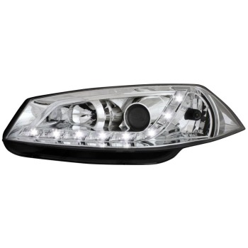 Φανάρια εμπρός led για Renault Megane (2002-2005) - chrome , με λάμπες (Η1) - σετ 2τμχ.