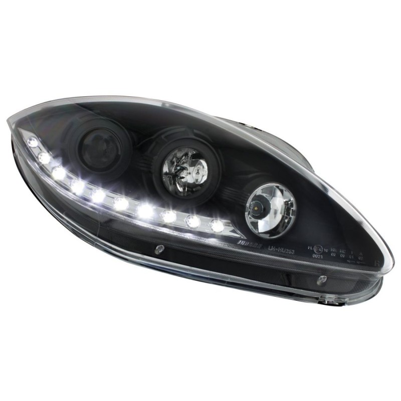 Φανάρια εμπρός led για Seat Altea /Leon / Toledo (2005-2009) - black , με λάμπες (Η1) - σετ 2τμχ.