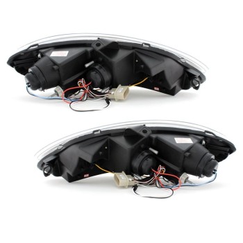 Φανάρια εμπρός led για Seat Altea /Leon / Toledo (2005-2009) - black , με λάμπες (Η1) - σετ 2τμχ.