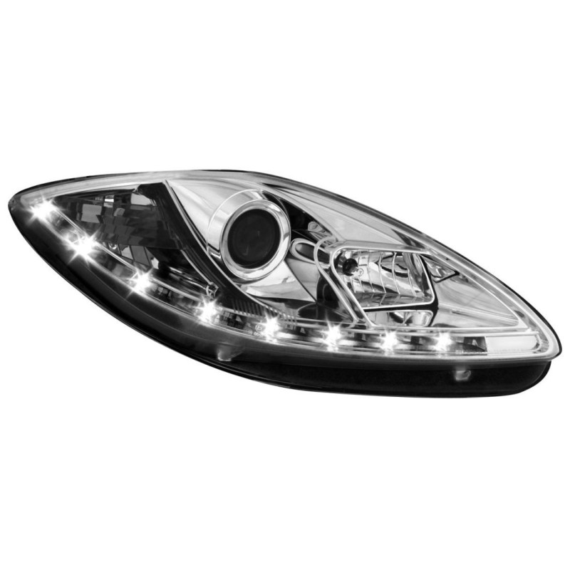 Φανάρια εμπρός led για Seat Altea /Leon / Toledo (2009+) - chrome , με λάμπες (Η1) - σετ 2τμχ.