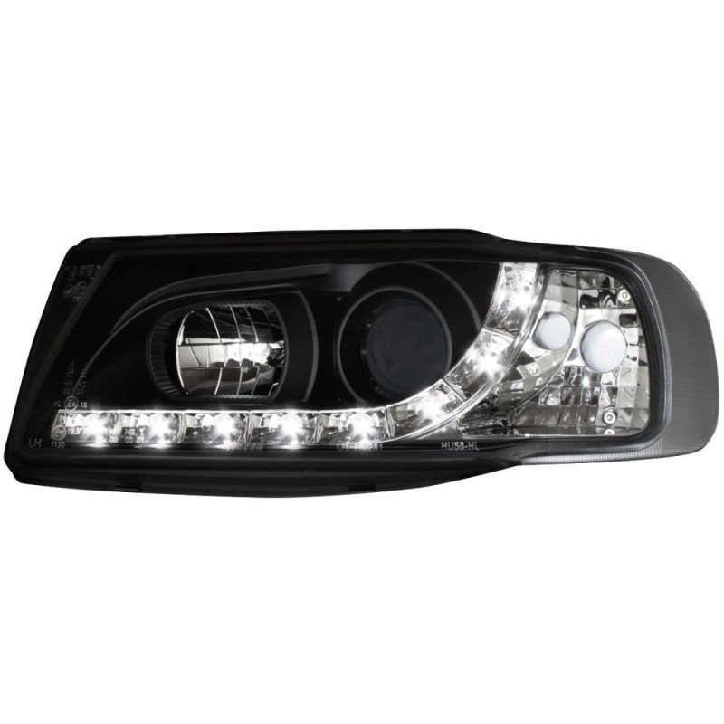 Φανάρια εμπρός led για Seat ibiza 6K (1993-2000) - μαύρα , με λάμπες (Η1) - σετ 2τμχ.