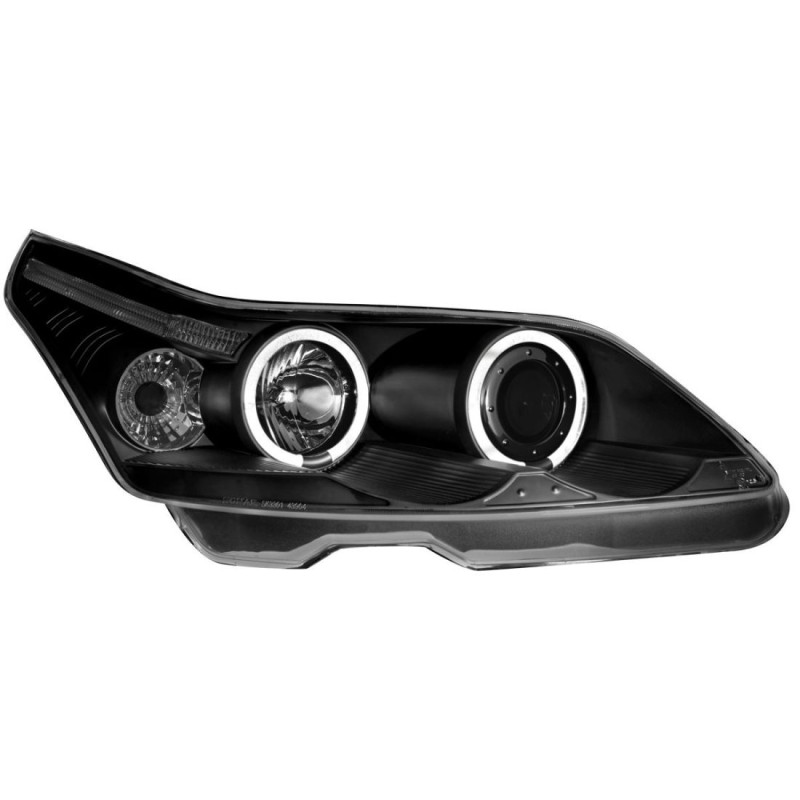 Φανάρια εμπρός angel eyes για Citroen C4 (2004+) - ηλεκτρική ρύθμιση - μαύρα , με λάμπες (Η1) - σετ 2τμχ.