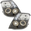 Φανάρια εμπρός angel eyes με led για Citroen C2 (2003-2008) - μαύρα , με λάμπες (Η1) - σετ 2τμχ.