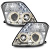 Φανάρια εμπρός angel eyes με led για Citroen C2 (2003-2008) - chrome , με λάμπες (Η1) - σετ 2τμχ.